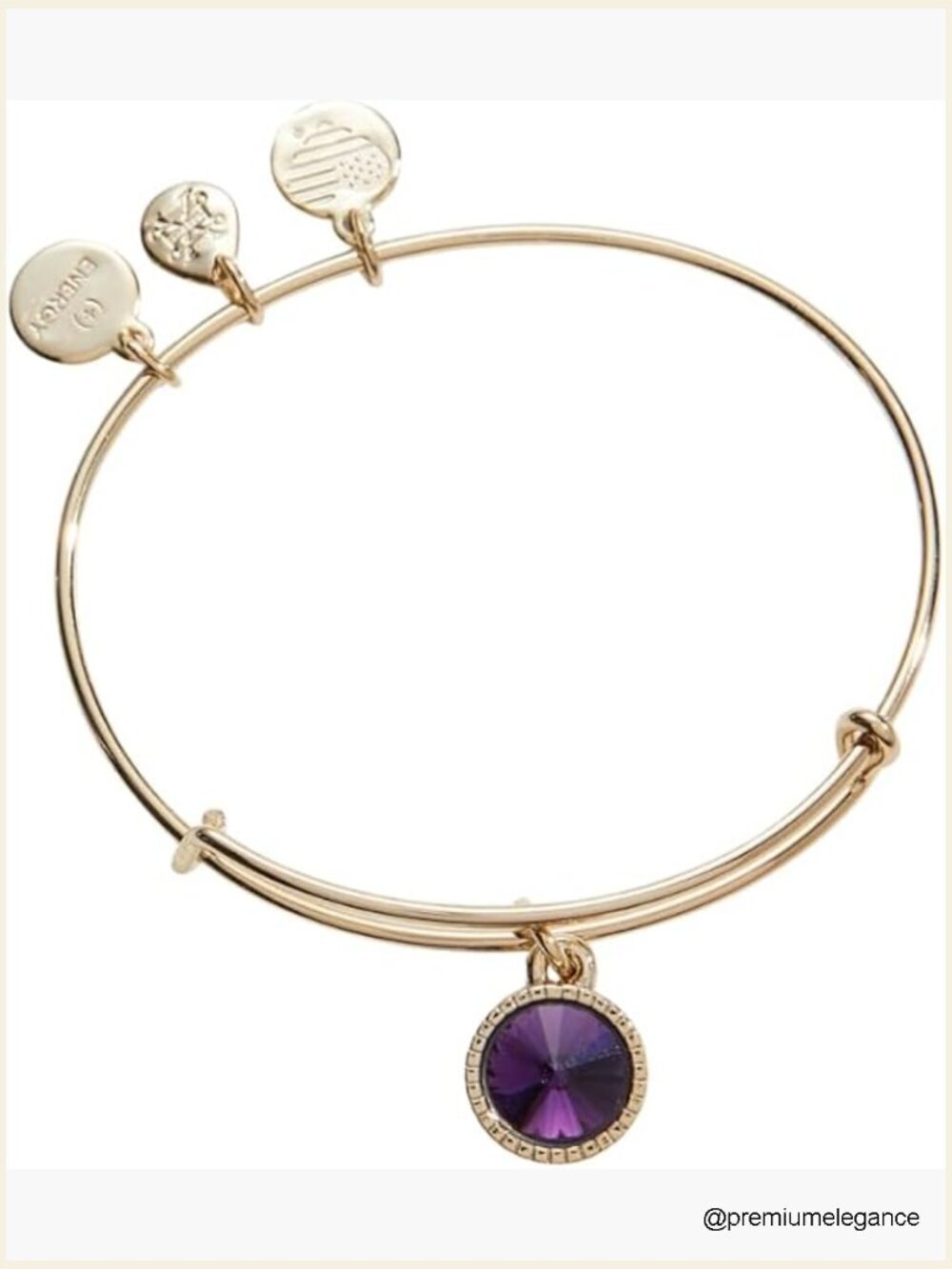 Expandable Birthstone Bangle, Adjustable 2-3.5 In, Nickel-Free Shiny Finish
